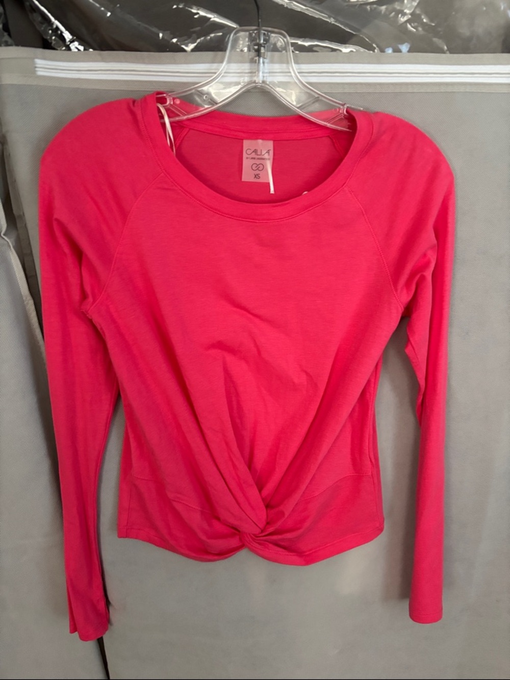 CALIA by Carrie Underwood Twist-Front Long Sleeve Top - Bright Pink